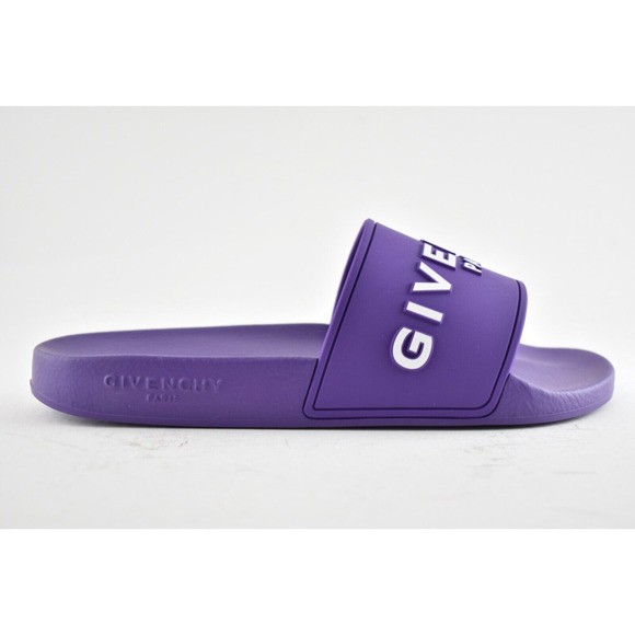 Givenchy Paris Purple Rubber White Logo Slide On Pool Sandal Flip Flop Flat 36 - Picture 3 of 12